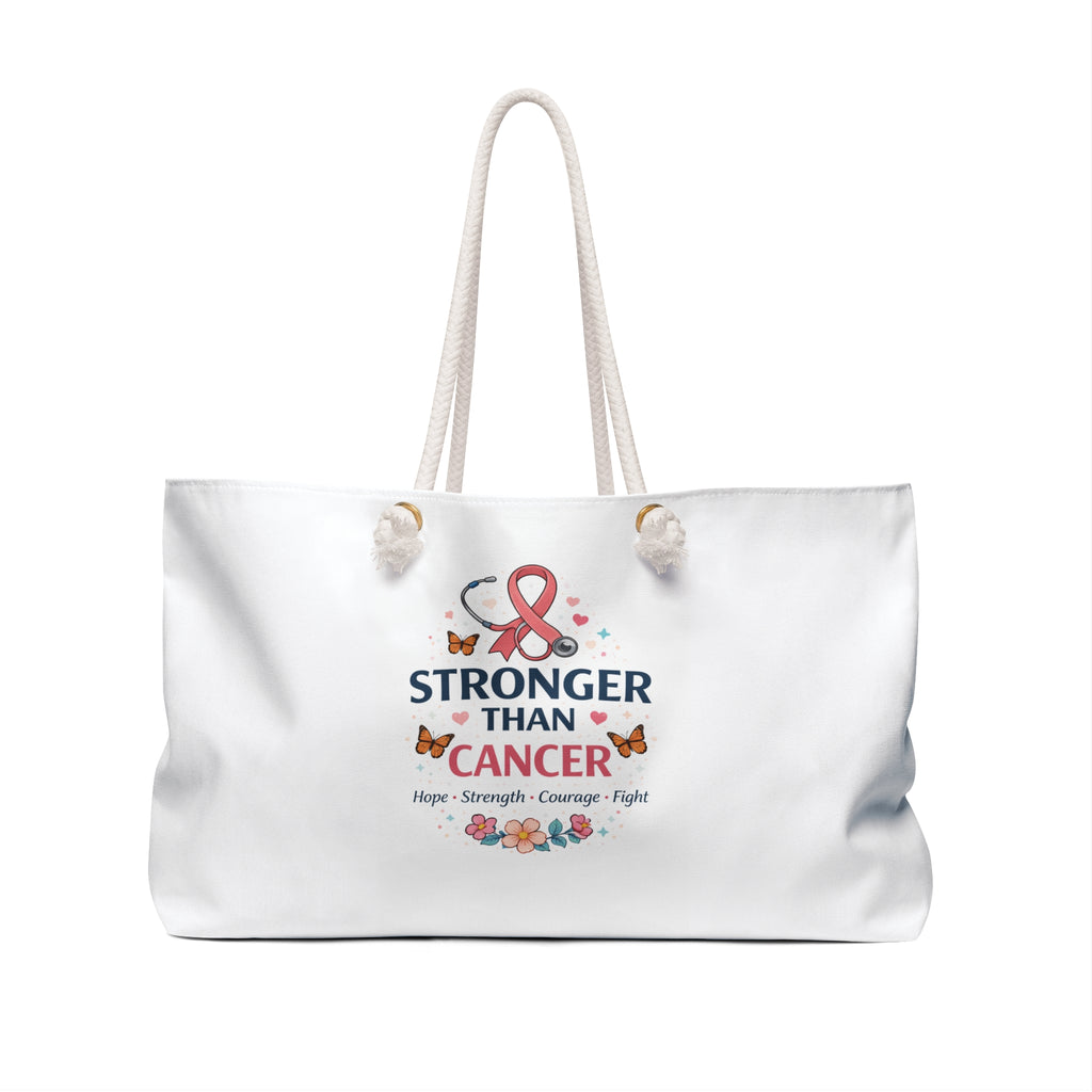 Stronger Than Cancer Weekender Bag | Breast Cancer Ribbon, Hope Courage Fight