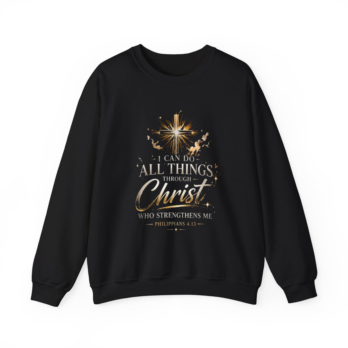 Crewneck Sweatshirt — “I Can Do All Things Through Christ” Faith Verse Pullover