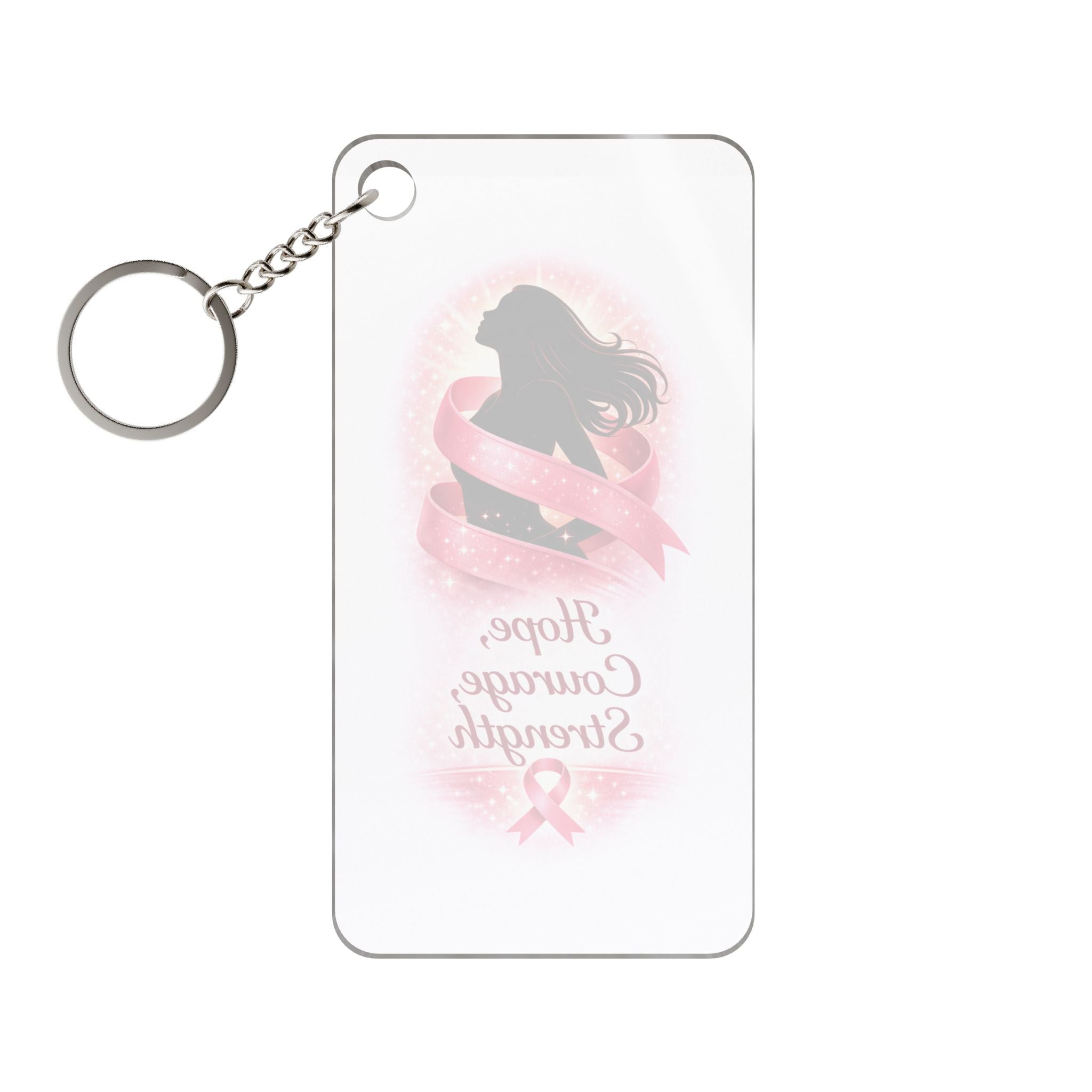 Breast Cancer Awareness Keychain – "Hope, Courage, Strength" Charm