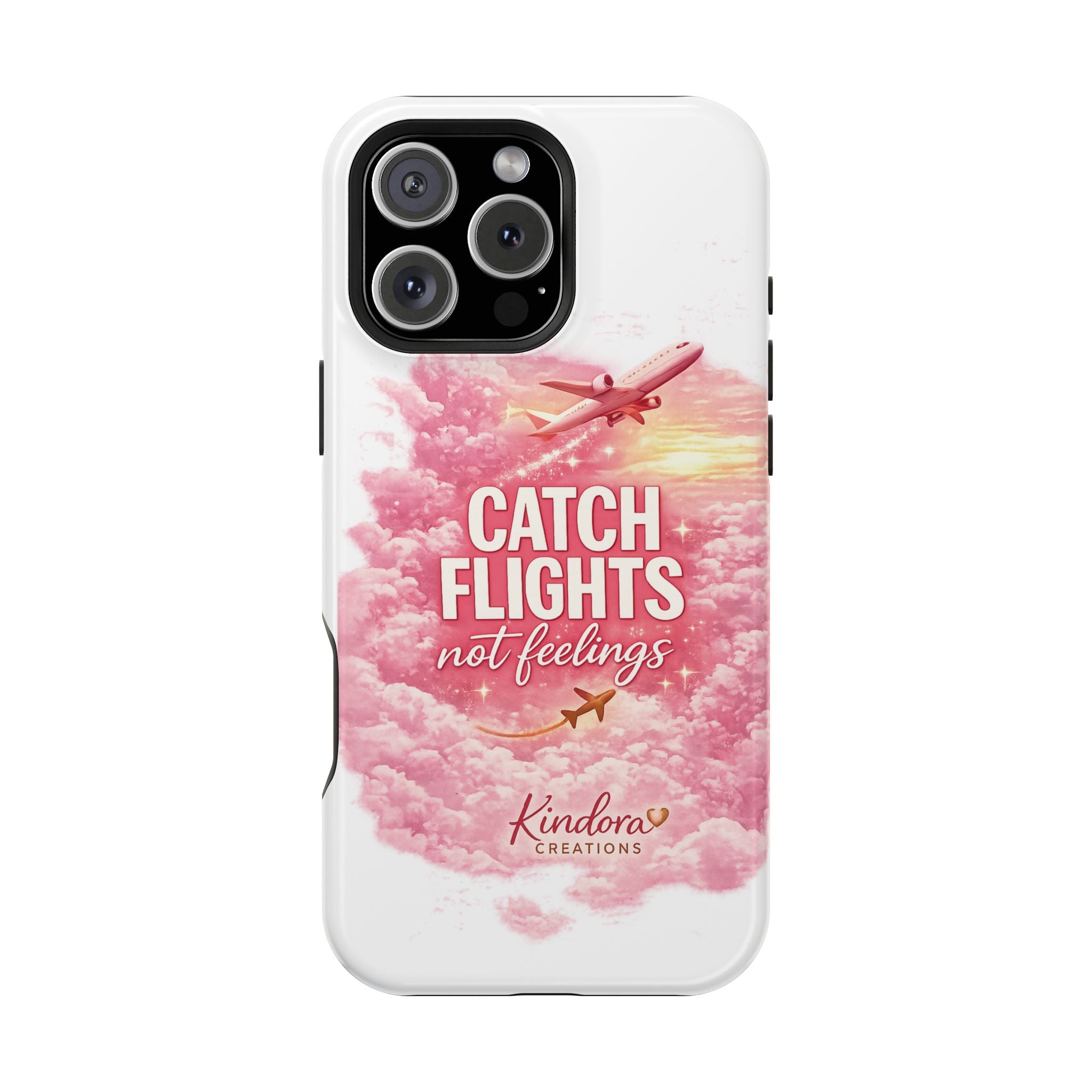 iPhone Case — "Catch Flights Not Feelings" Magnetic Impact-Resistant Travel Phone Case