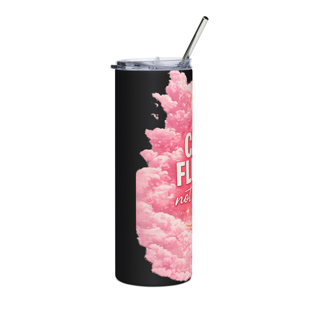 20oz Travel Tumbler - “Catch Flights Not Feelings” Pink Cloud Stainless Steel Cup