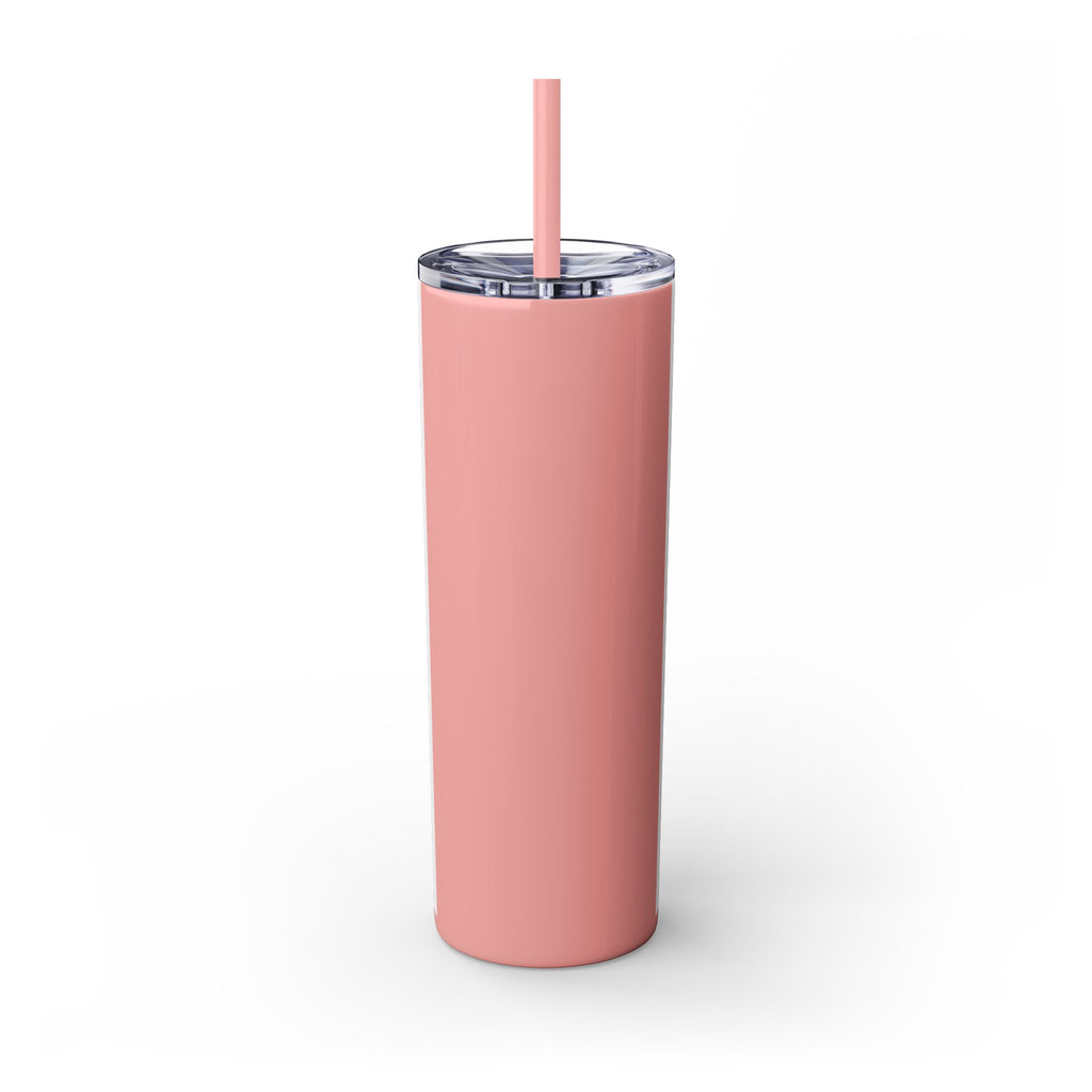Skinny Tumbler - "Self Made" Afrocentric Woman Wine Glass Design, 20oz Straw Tumbler