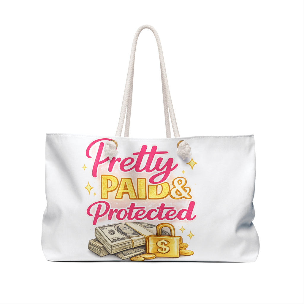 Pretty Paid & Protected Weekender Bag — Money, Lock & Sparkle Travel Tote