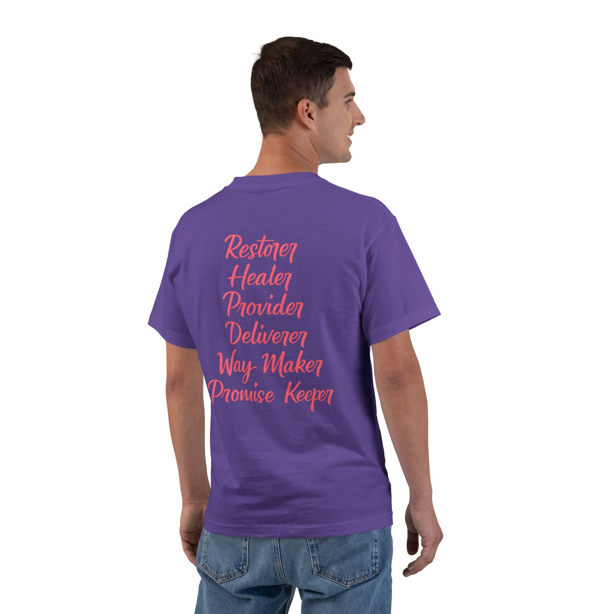 Inspirational Christian T-Shirt — "God Is With Her; She Will Not Fall" (Pink Butterfly)