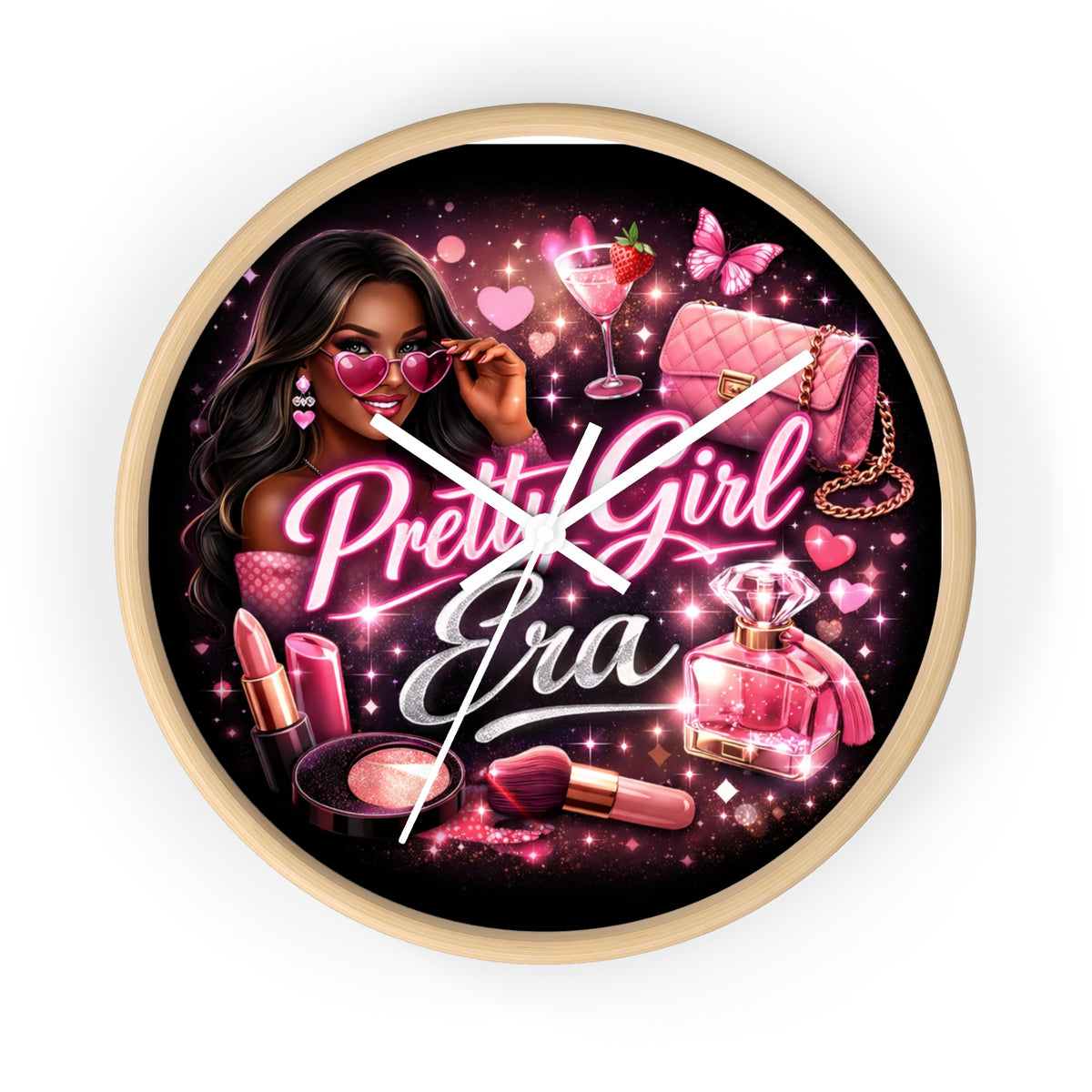 Pretty Girl Era Wall Clock — Glam Makeup & Pink Fashion Decor