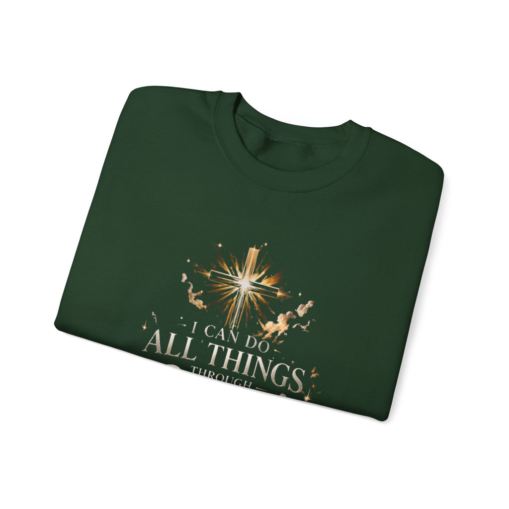 Crewneck Sweatshirt — “I Can Do All Things Through Christ” Faith Verse Pullover