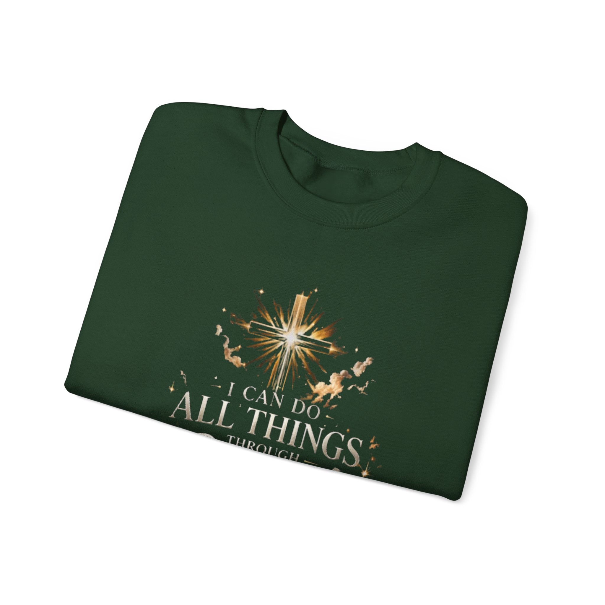 Crewneck Sweatshirt — “I Can Do All Things Through Christ” Faith Verse Pullover