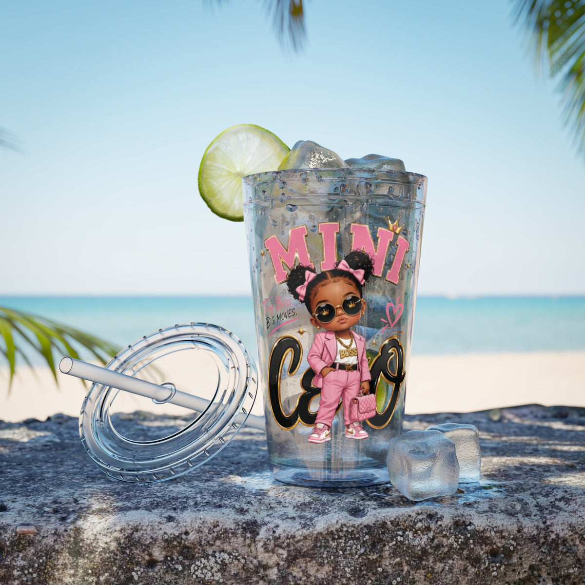 Mini CEO 16oz Tumbler with Straw – Cute Pink Boss Baby Drink Cup