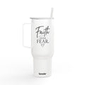 Faith Over Fear 40oz Insulated Tumbler with Lid — Engraved Inspirational Travel Mug