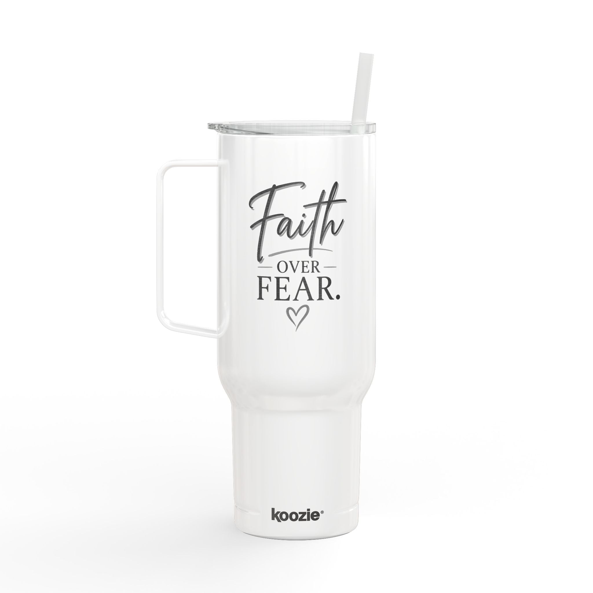 Faith Over Fear 40oz Insulated Tumbler with Lid — Engraved Inspirational Travel Mug