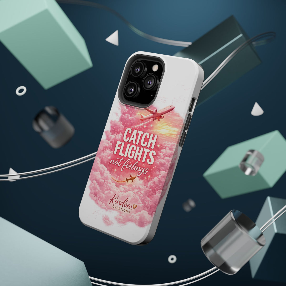 iPhone Case — "Catch Flights Not Feelings" Magnetic Impact-Resistant Travel Phone Case