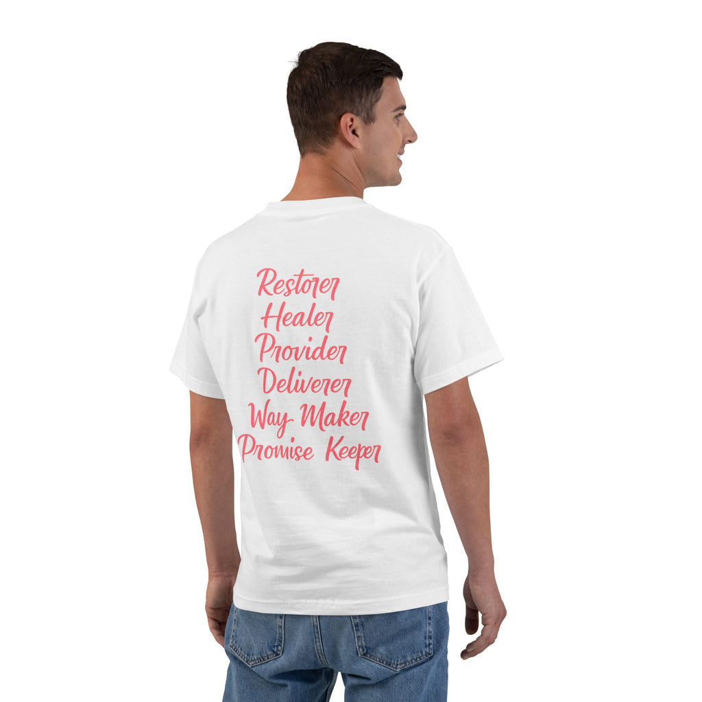 Inspirational Christian T-Shirt — "God Is With Her; She Will Not Fall" (Pink Butterfly)