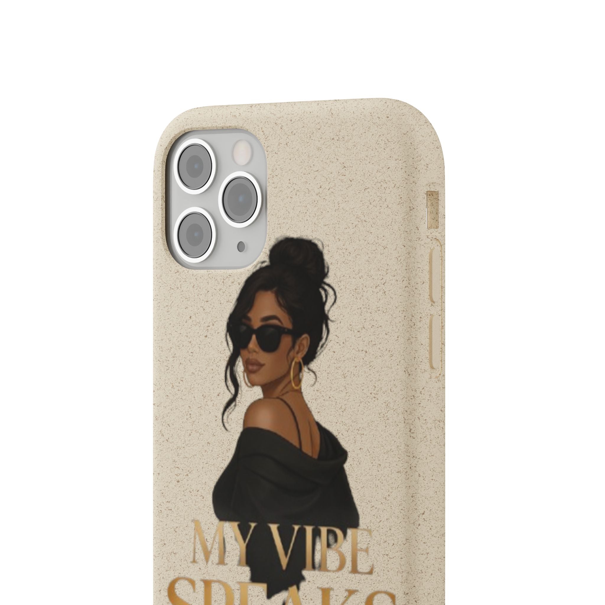 Biodegradable Phone Case — 'My Vibe Speaks Before I Do' Stylish Eco-Friendly Phone Cover