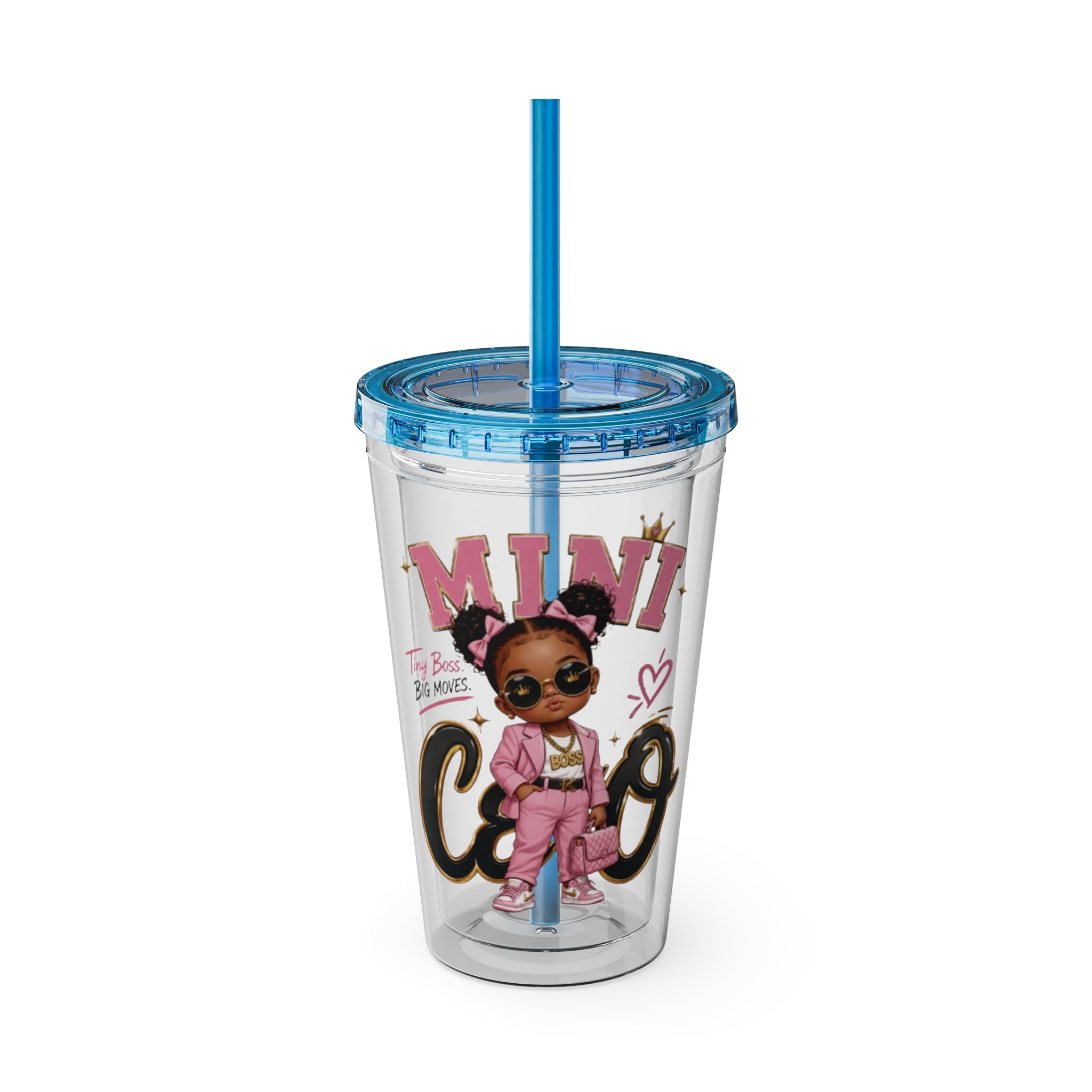 Mini CEO 16oz Tumbler with Straw – Cute Pink Boss Baby Drink Cup