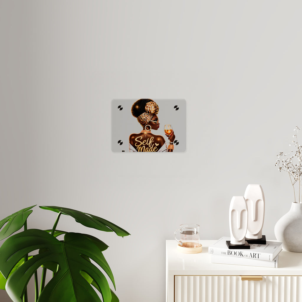 Self Made Woman Acrylic Wall Art Panel – Empowering Black Queen Home Decor