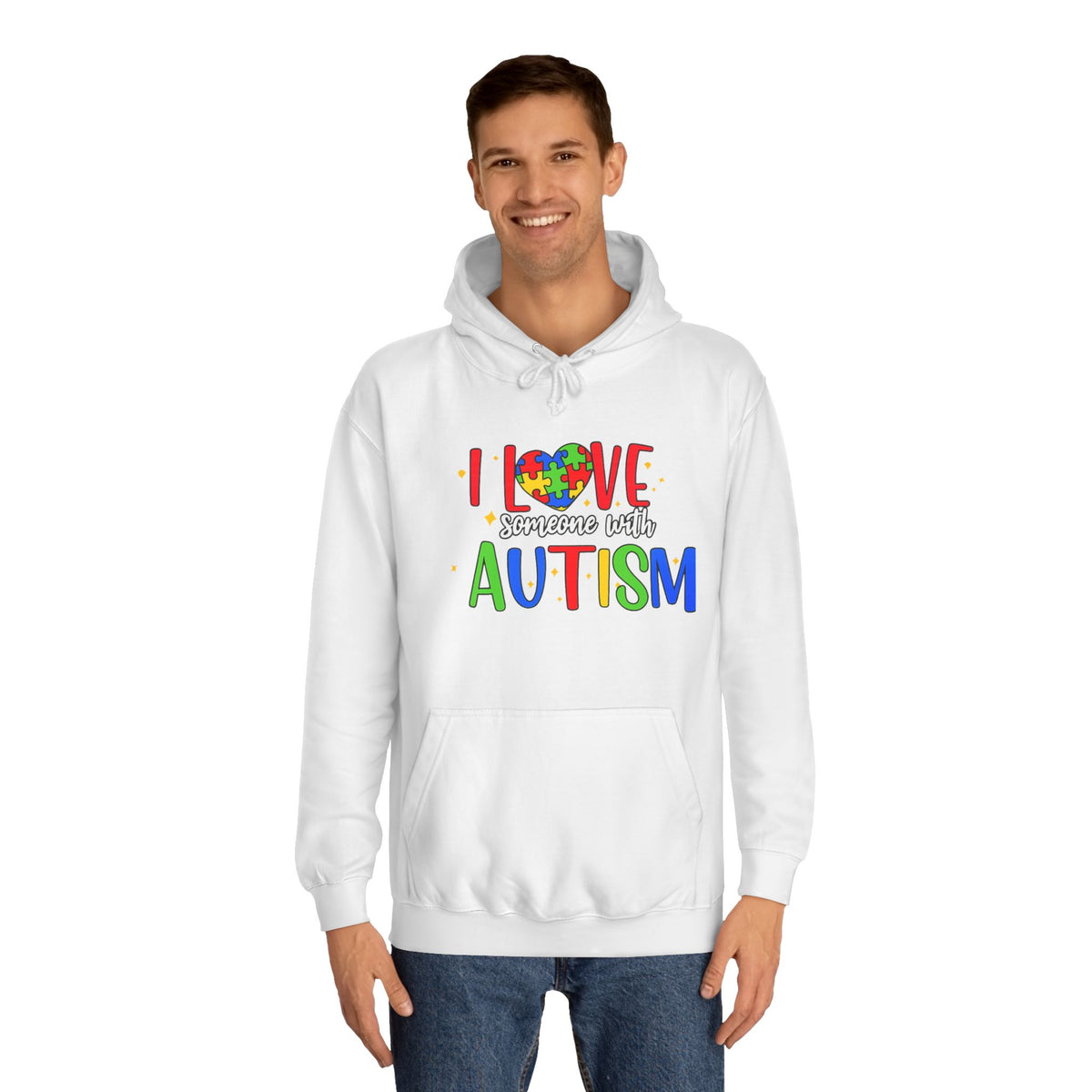 Autism Awareness Hoodie - "I Love Someone With Autism" Colorful Puzzle Heart Sweatshirt