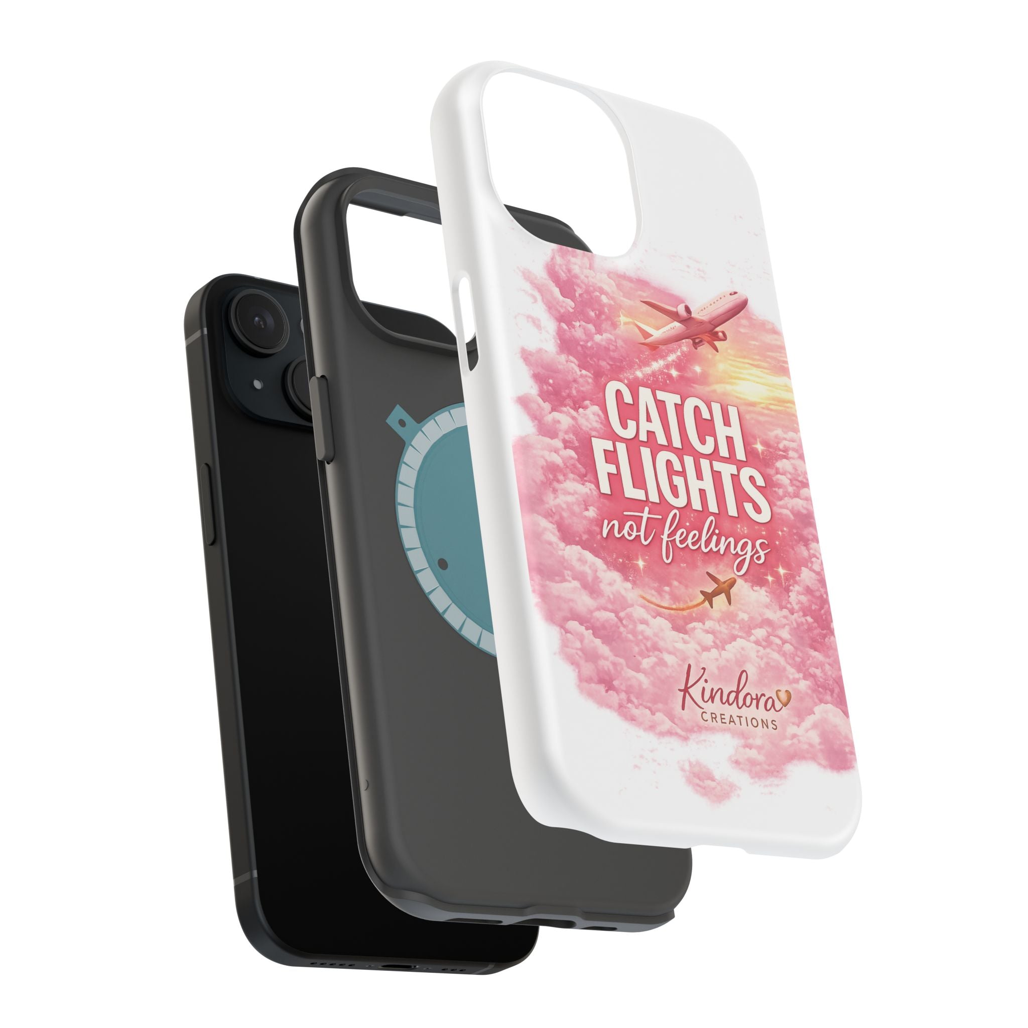 iPhone Case — "Catch Flights Not Feelings" Magnetic Impact-Resistant Travel Phone Case