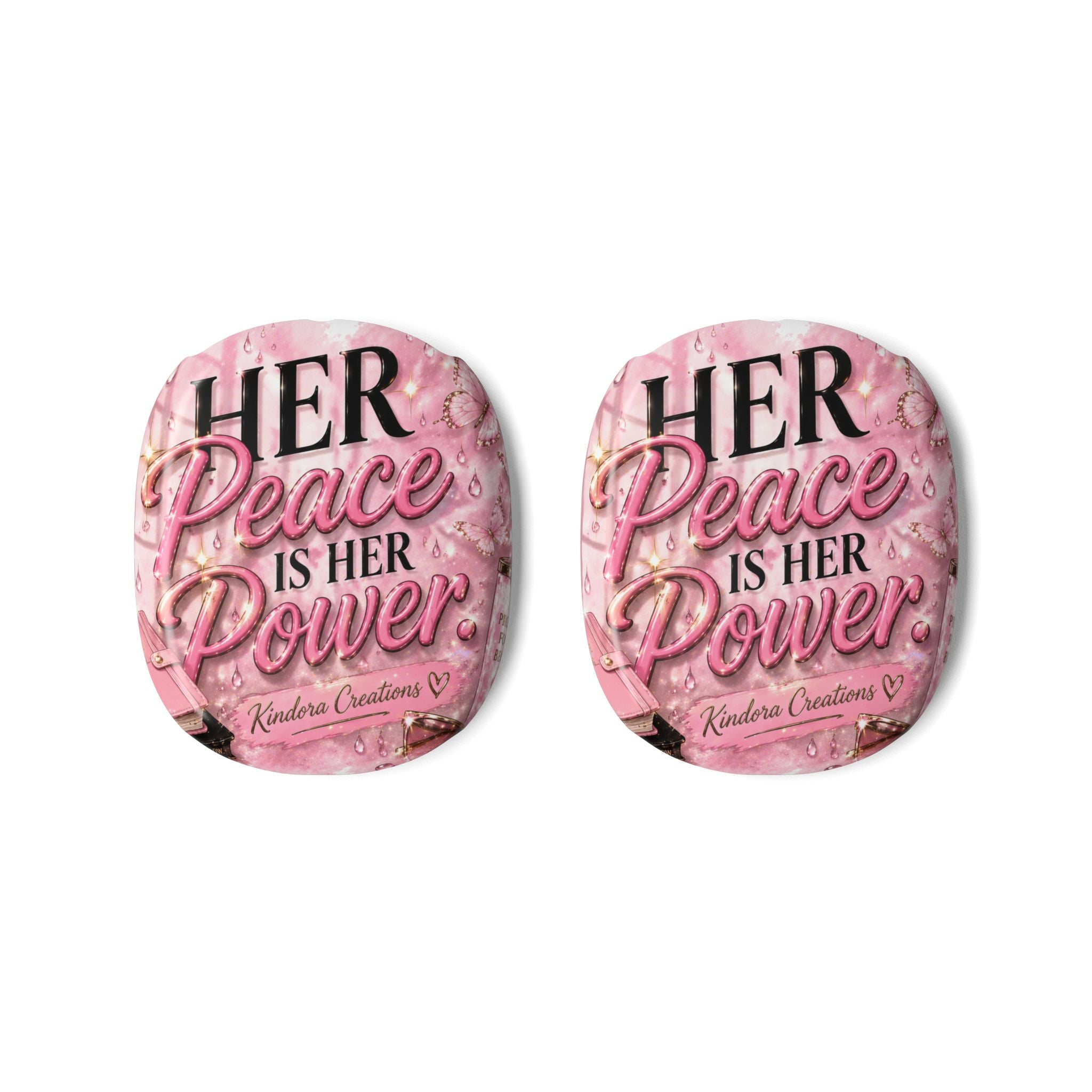 Her Peace Is Her Power AirPod Max Covers — Feminine Pink Inspirational Headphone Skins