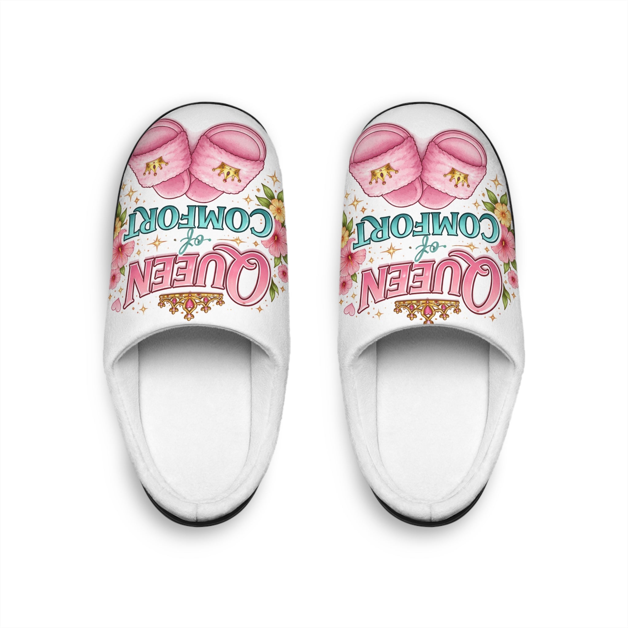 Queen of Comfort Women's Slippers — Cozy Floral Indoor House Shoes