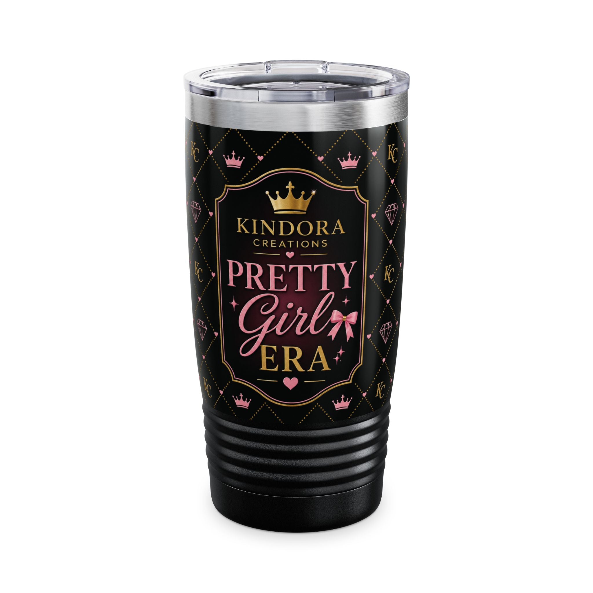 Pretty Girl Era Tumbler 🎀 | Luxury Black & Pink Glam Cup | Aesthetic Insulated Travel Mug (20oz)