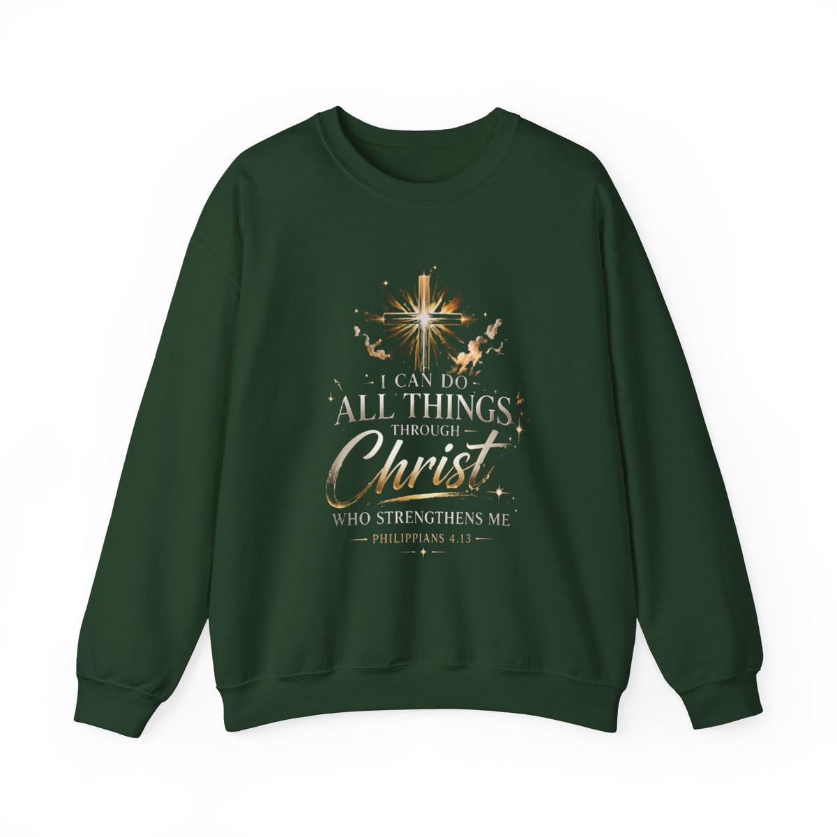 Crewneck Sweatshirt — “I Can Do All Things Through Christ” Faith Verse Pullover