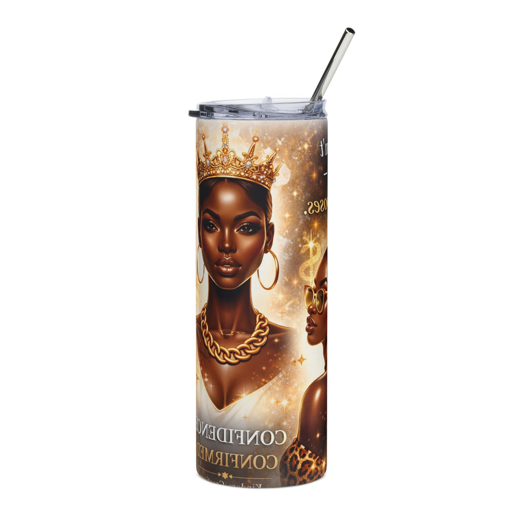 20oz Stainless Steel Tumbler — 'She Don’t Chase, She Chooses' Black Queen Crowned Design