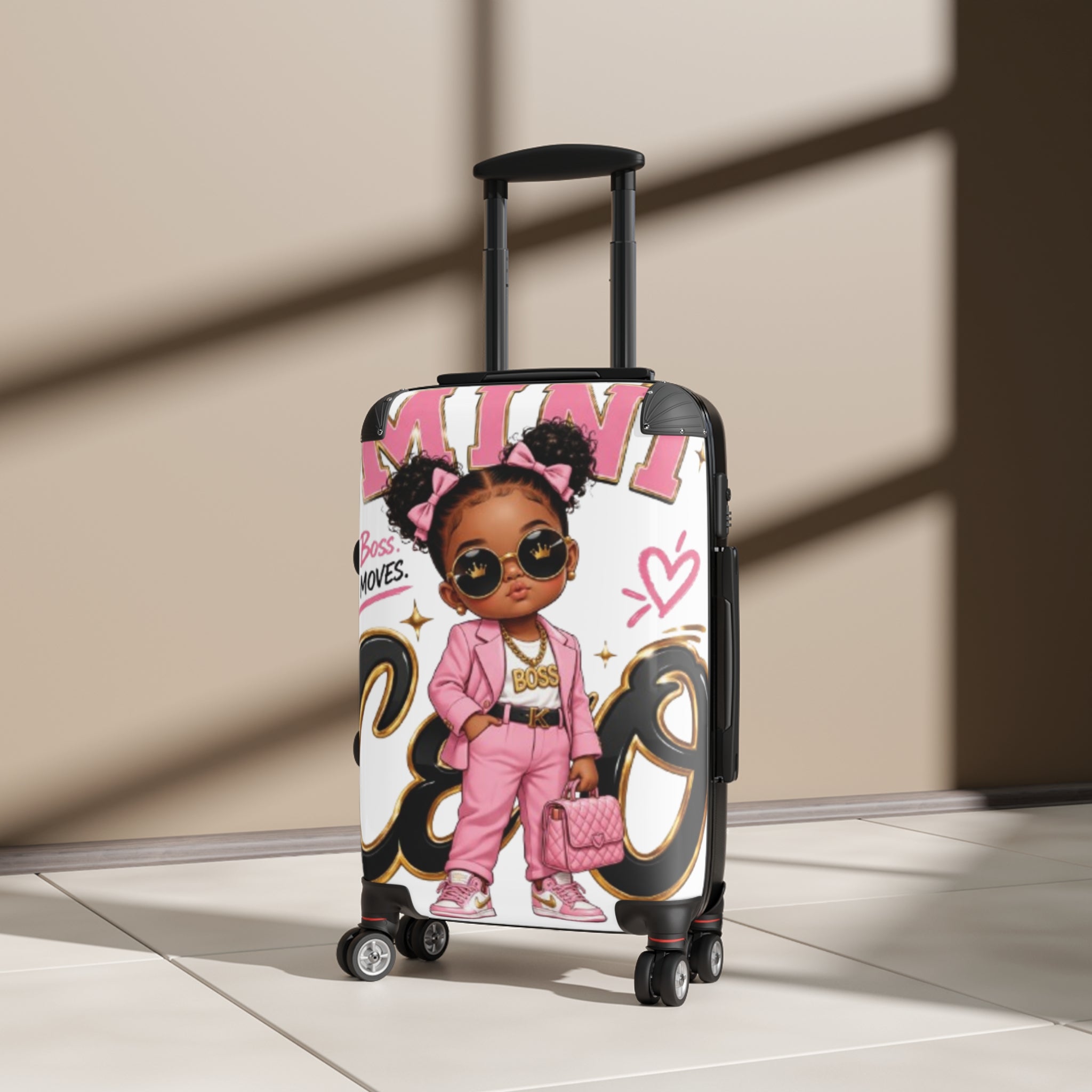 Cute Boss Girl Kids Suitcase – Pink Travel Luggage with ‘Boss Moves’ Design