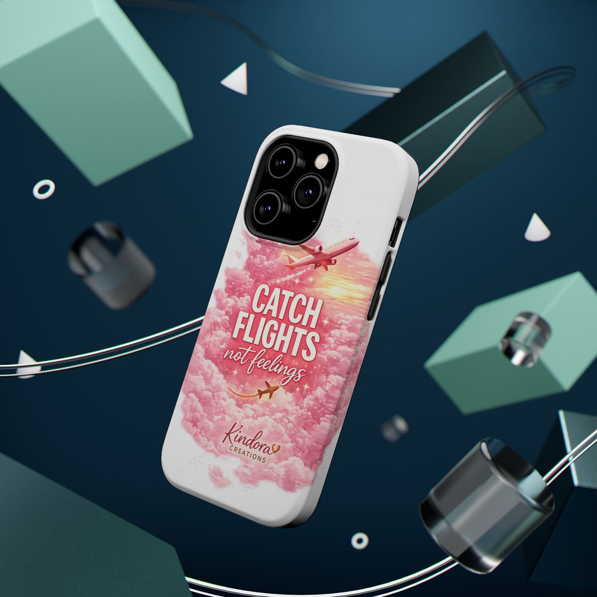 iPhone Case — "Catch Flights Not Feelings" Magnetic Impact-Resistant Travel Phone Case