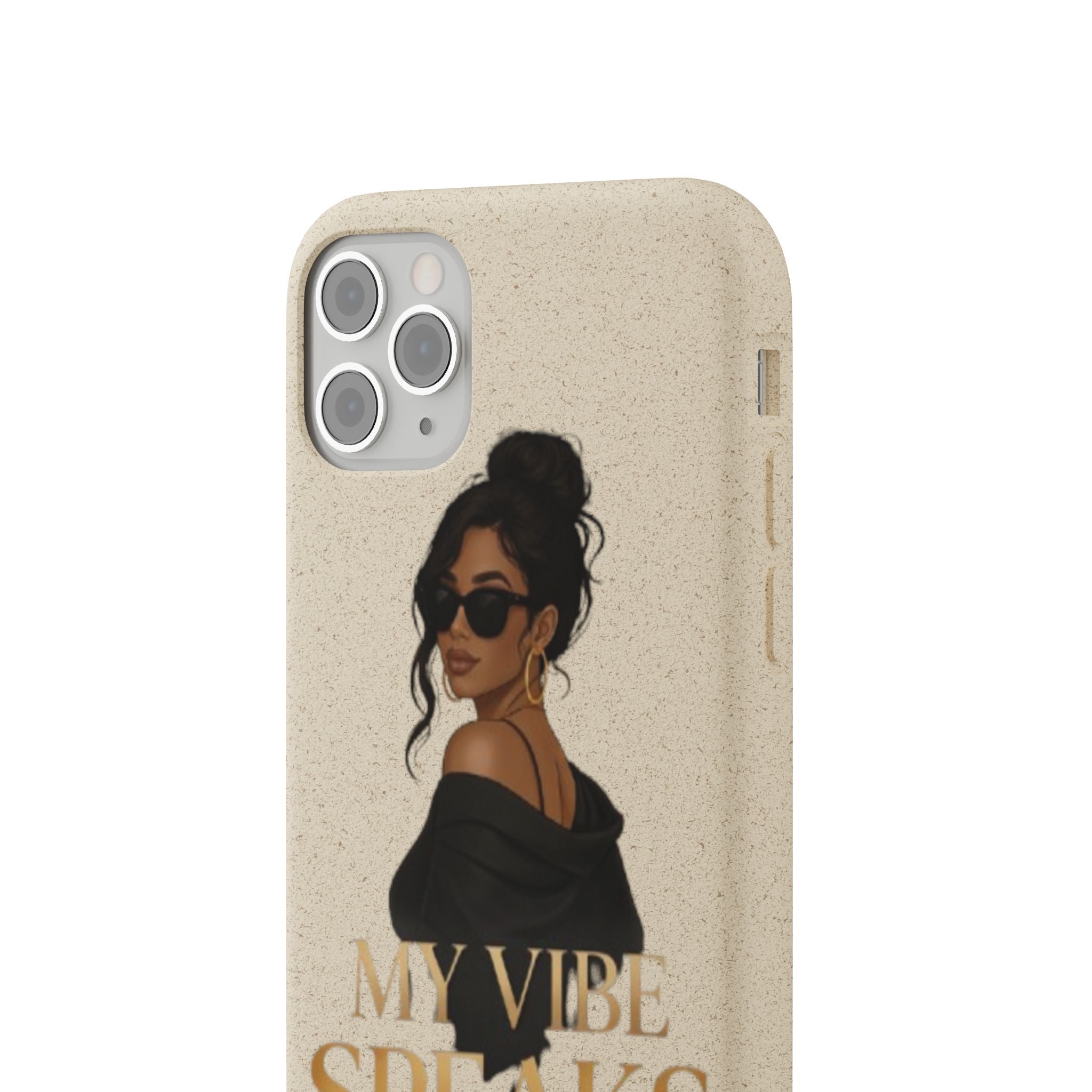 Biodegradable Phone Case — 'My Vibe Speaks Before I Do' Stylish Eco-Friendly Phone Cover
