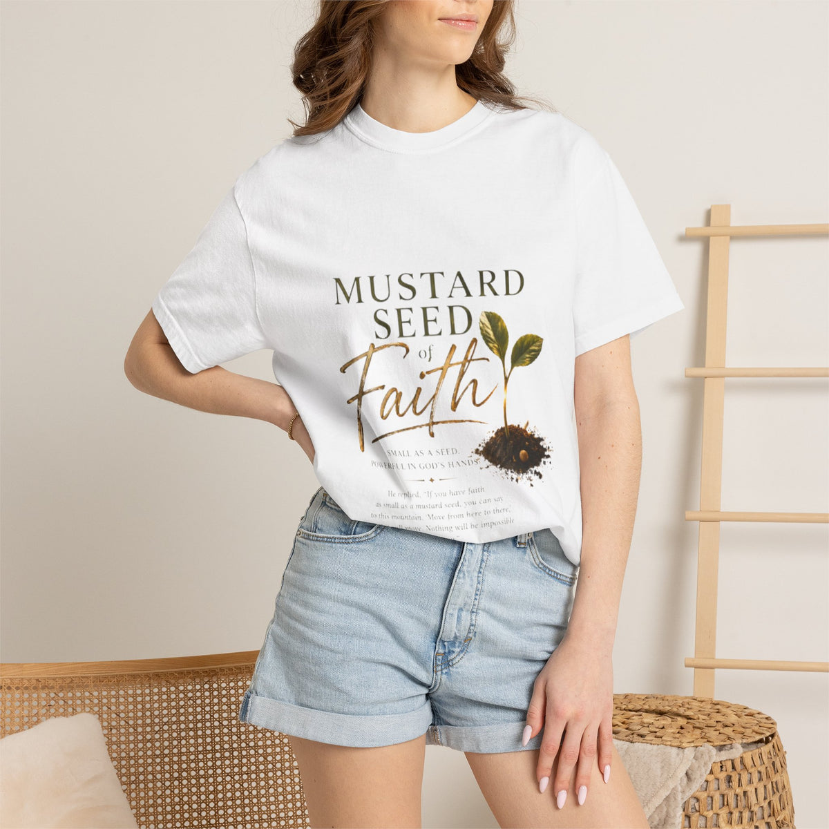 Mustard Seed of Faith T-Shirt — Inspirational Christian Scripture Tee (Matthew 17:20)