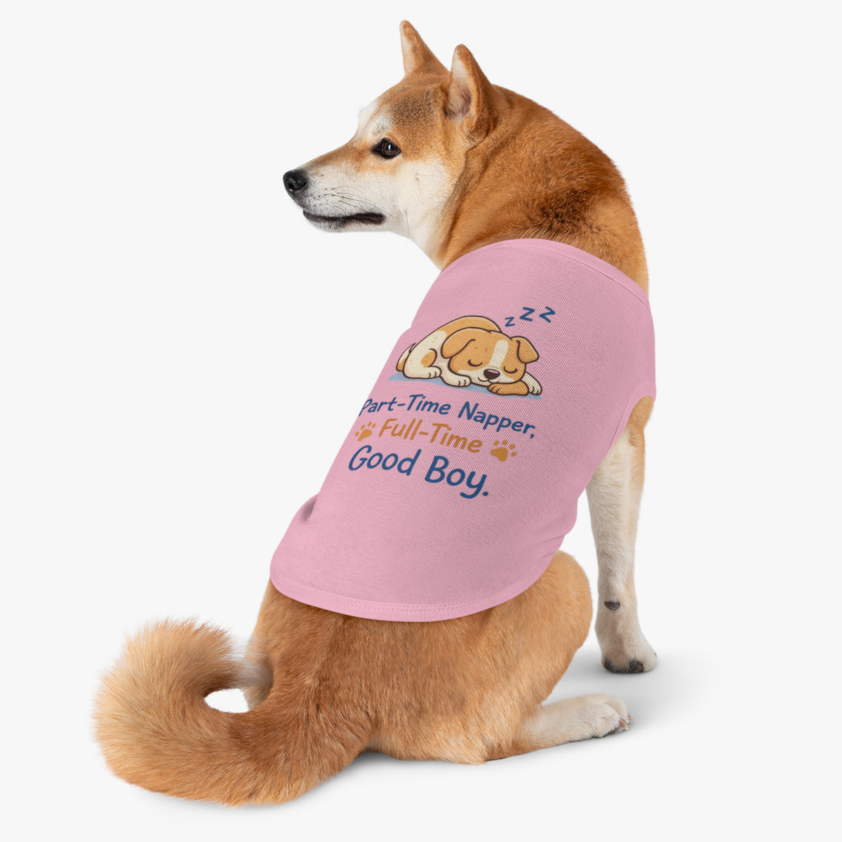 Dog Tank Top - "Part-Time Napper, Full-Time Good Boy" Cute Sleeping Puppy Pet Shirt