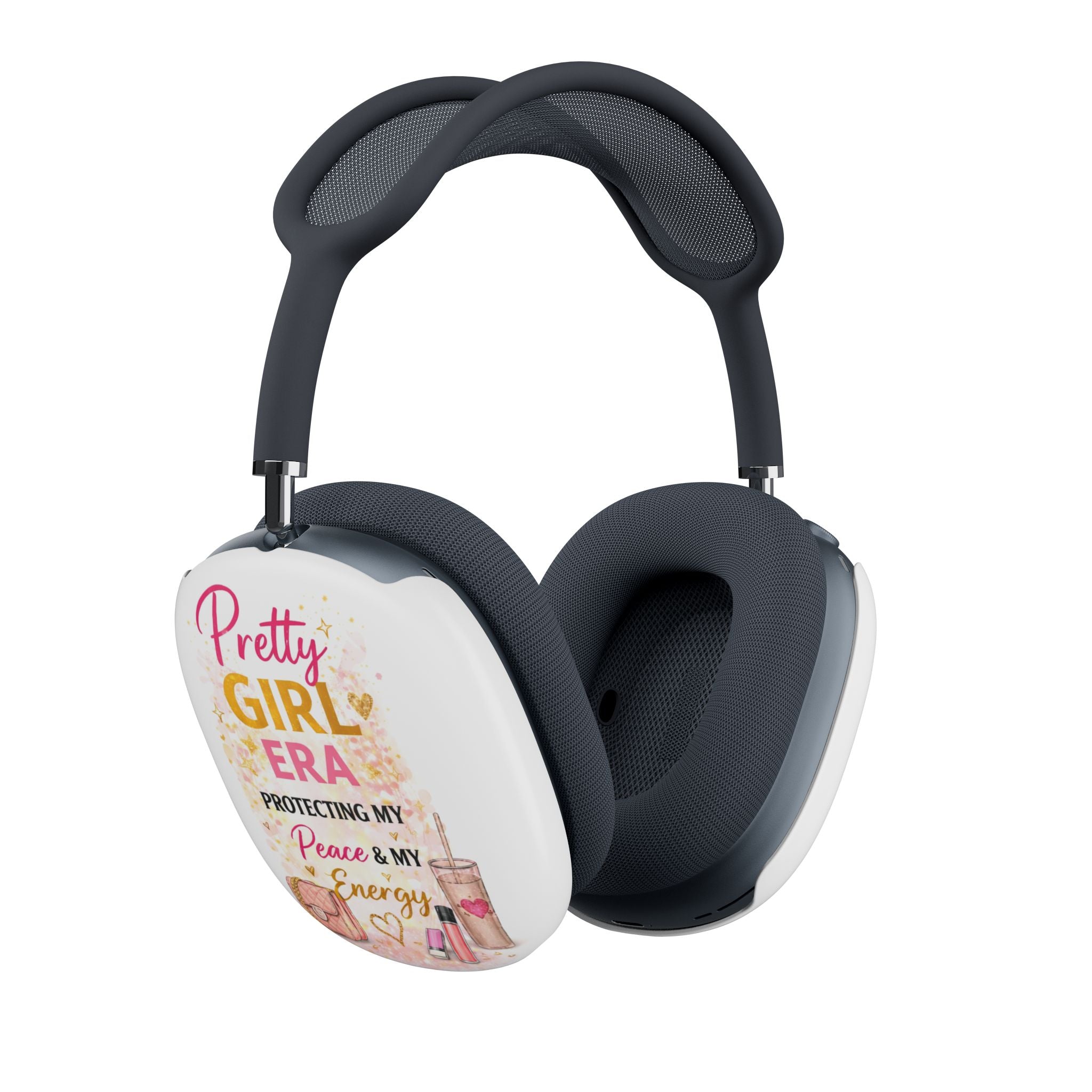 AirPod Max Case — "Pretty Girl Era: Protecting My Peace & Energy" Floral Pink Travel Cover