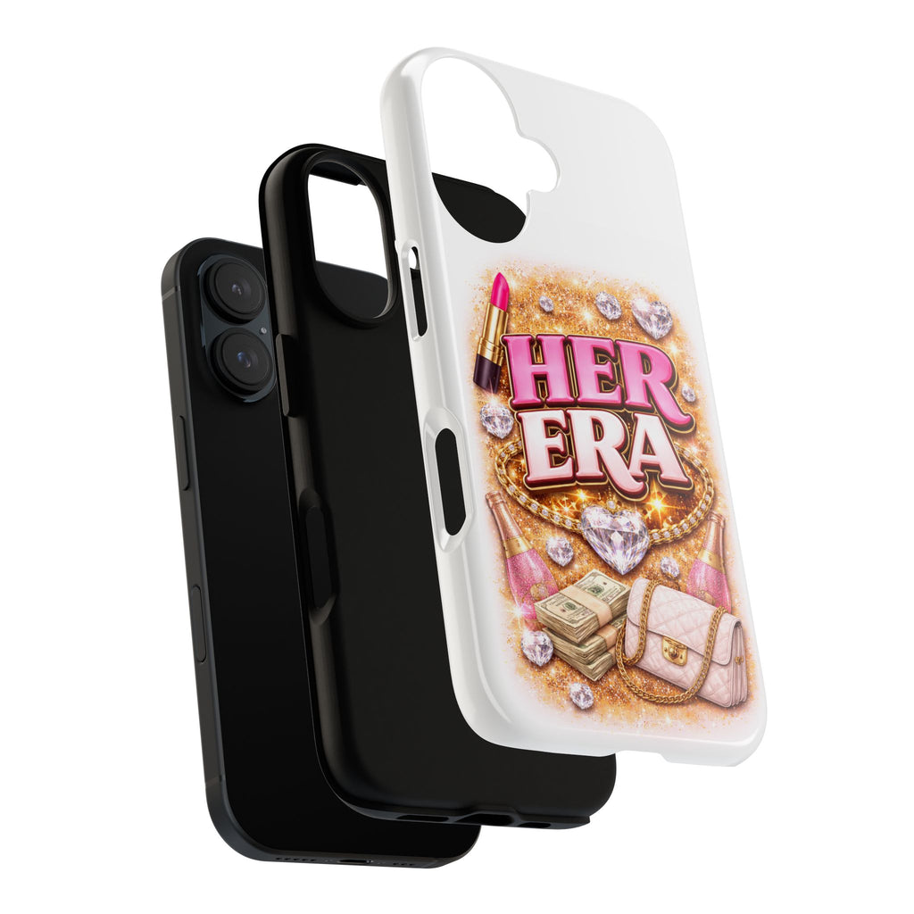 Her Era Phone Case — Glamorous Pink Lipstick, Purse & Diamonds Protective Cover
