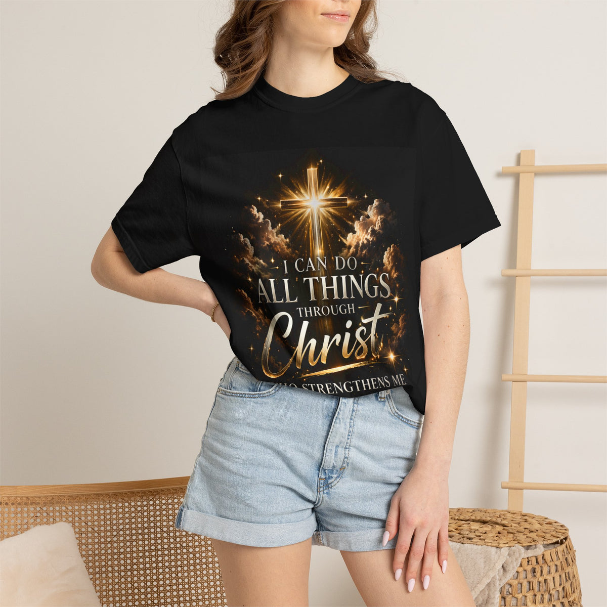Faith Cross T-Shirt — "I Can Do All Things" Inspirational Christian Tee