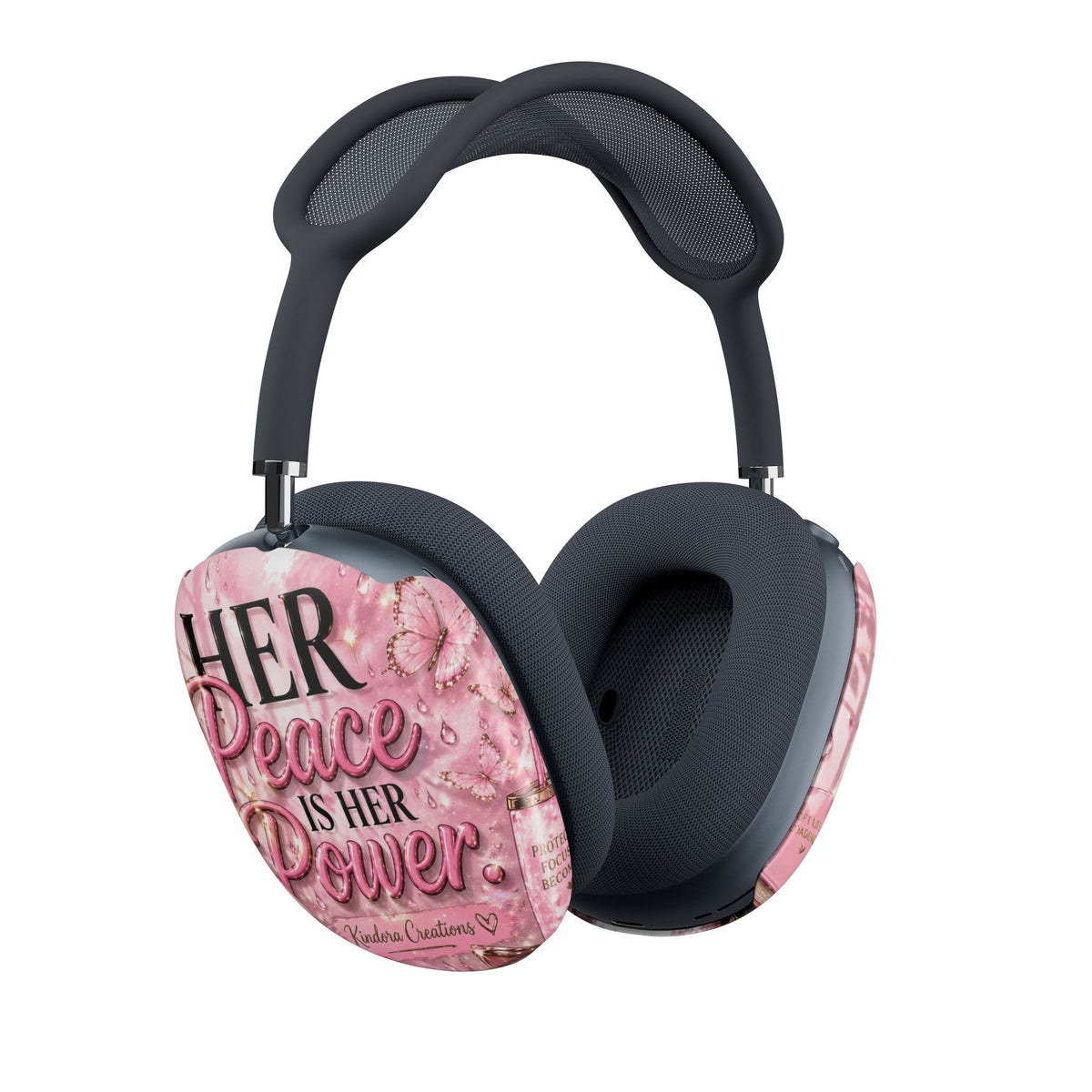 Her Peace Is Her Power AirPod Max Covers — Feminine Pink Inspirational Headphone Skins