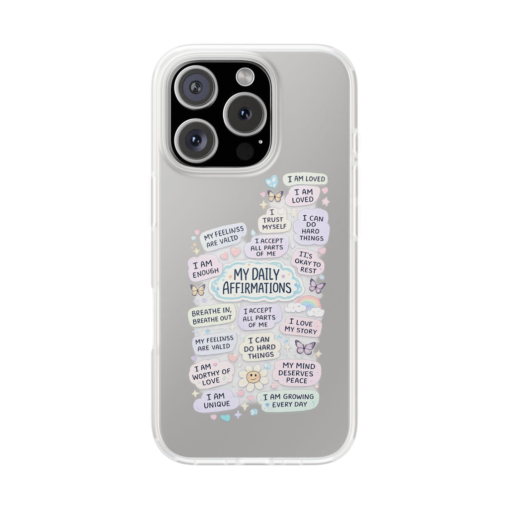 Daily Affirmations Flexi Case | Positive Quotes Phone Case, Self-Love Stickers Design