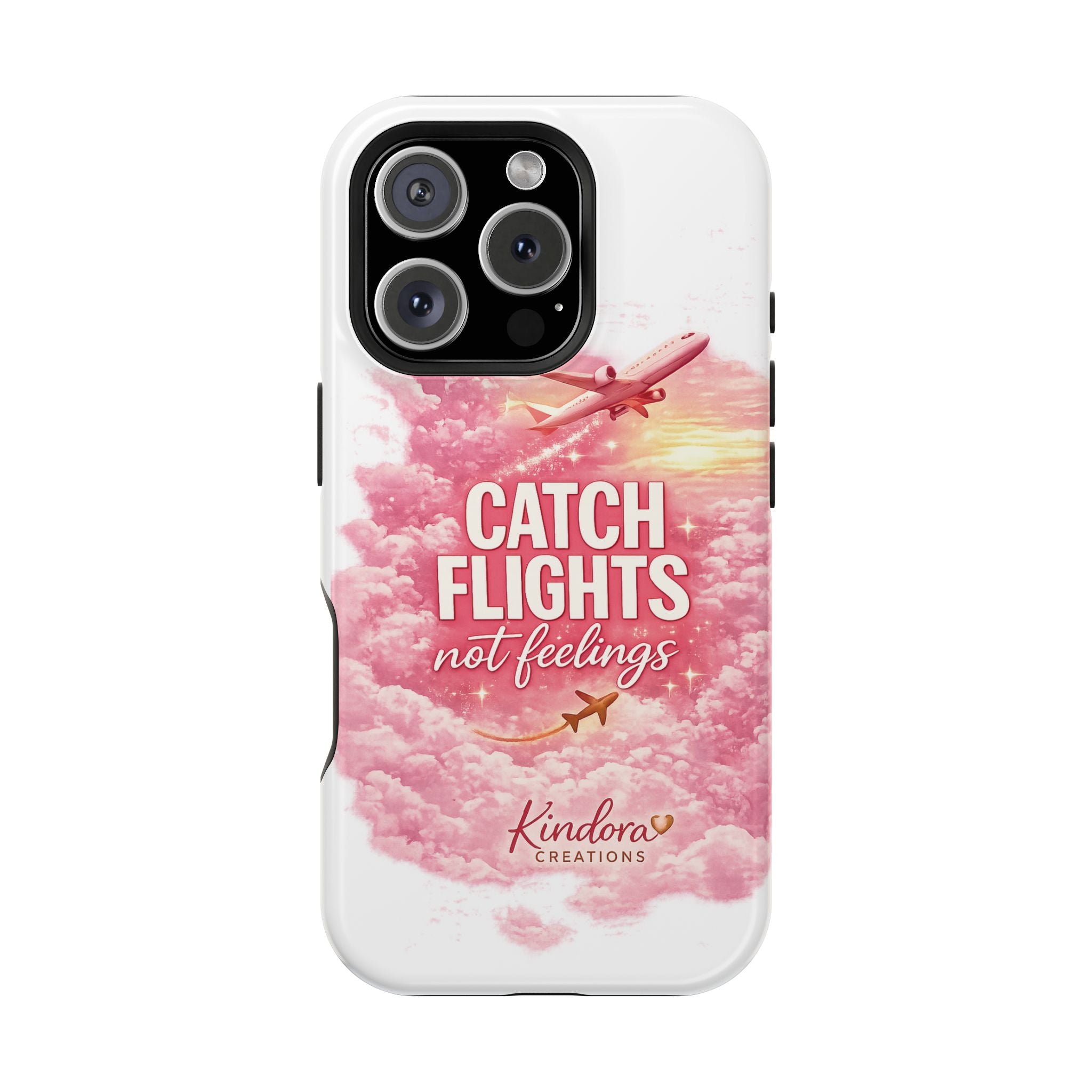iPhone Case — "Catch Flights Not Feelings" Magnetic Impact-Resistant Travel Phone Case