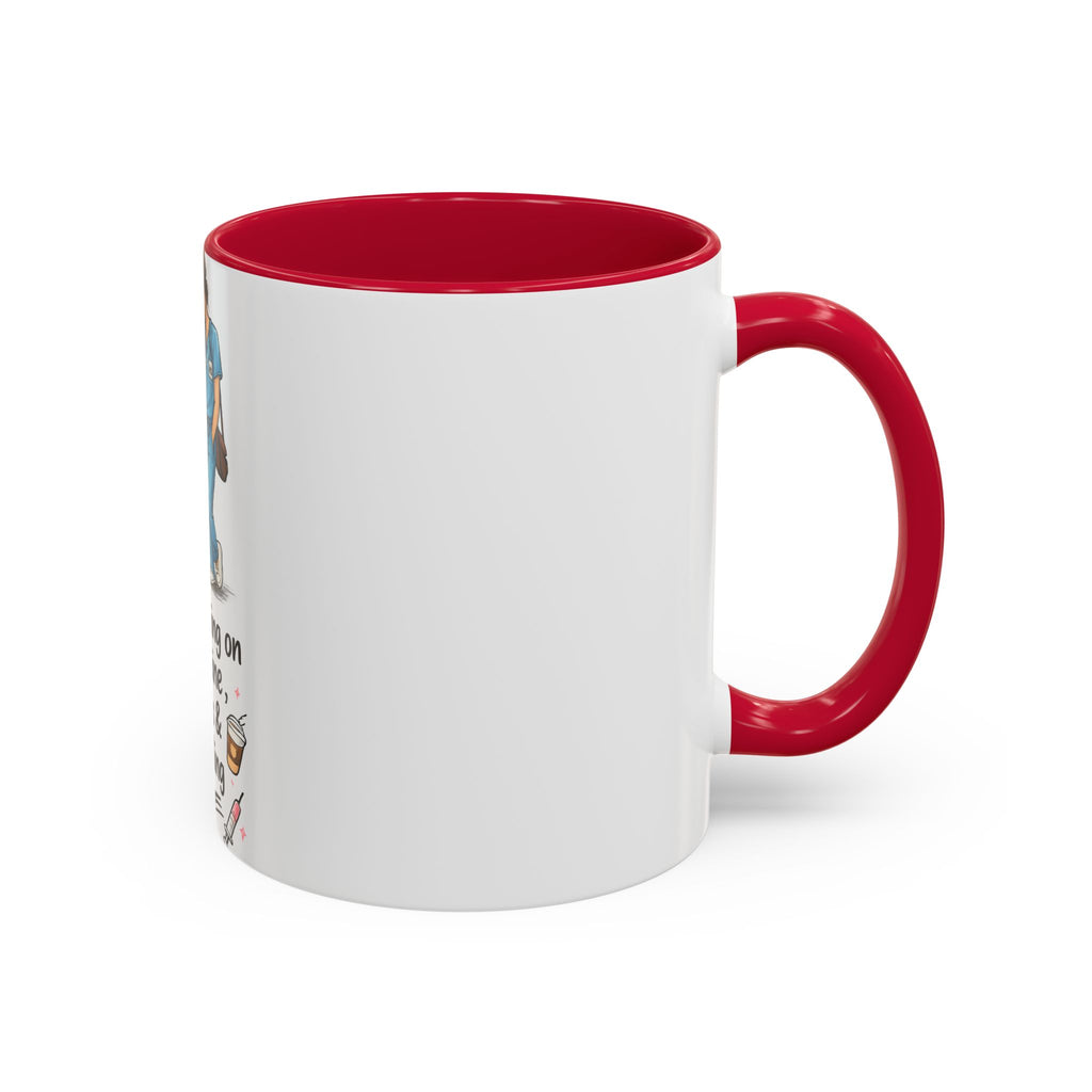 Nurse Mug — "Running on Caffeine, Chaos & a Calling" Color Accent Coffee Cup (11oz/15oz)