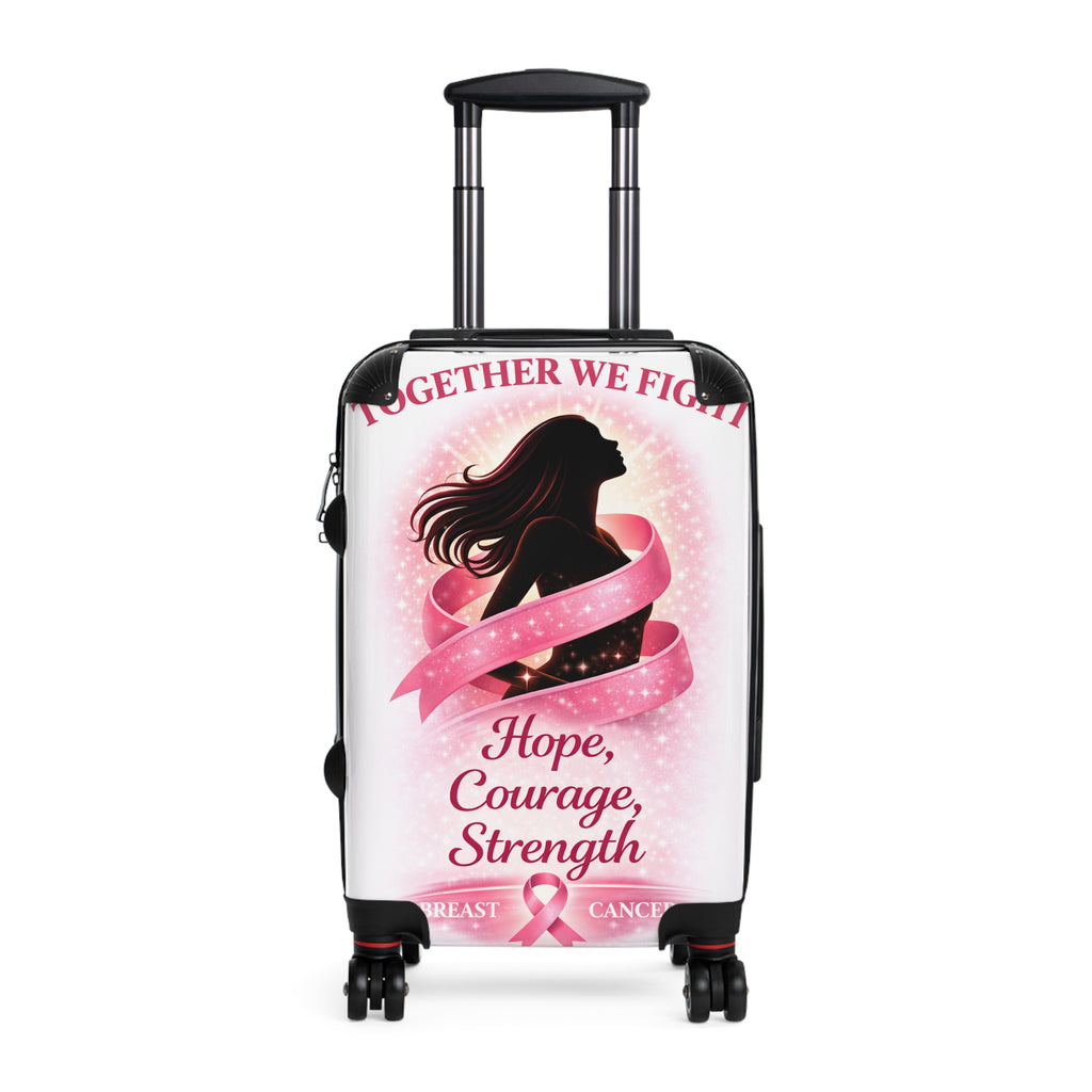 Breast Cancer Awareness Suitcase — “Together We Fight” Hope Courage Strength Travel Luggage