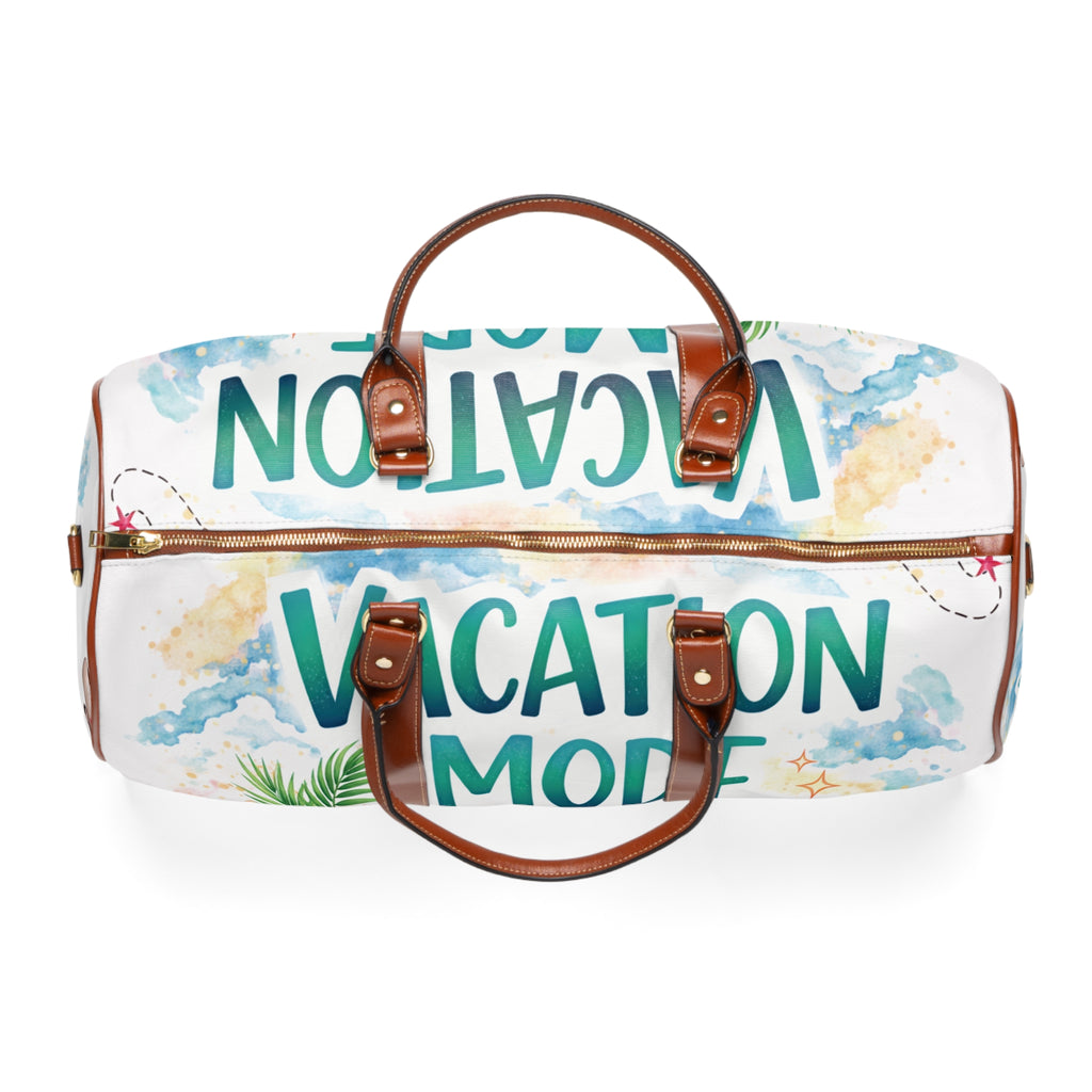 Vacation Mode Activated Waterproof Travel Bag — Beach Weekender Duffle with Tropical Design