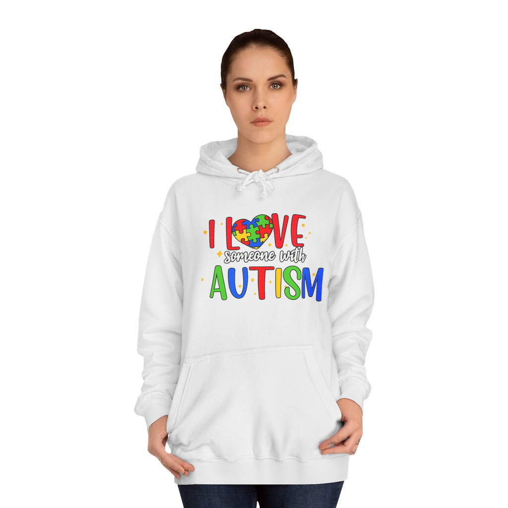 Autism Awareness Hoodie - "I Love Someone With Autism" Colorful Puzzle Heart Sweatshirt