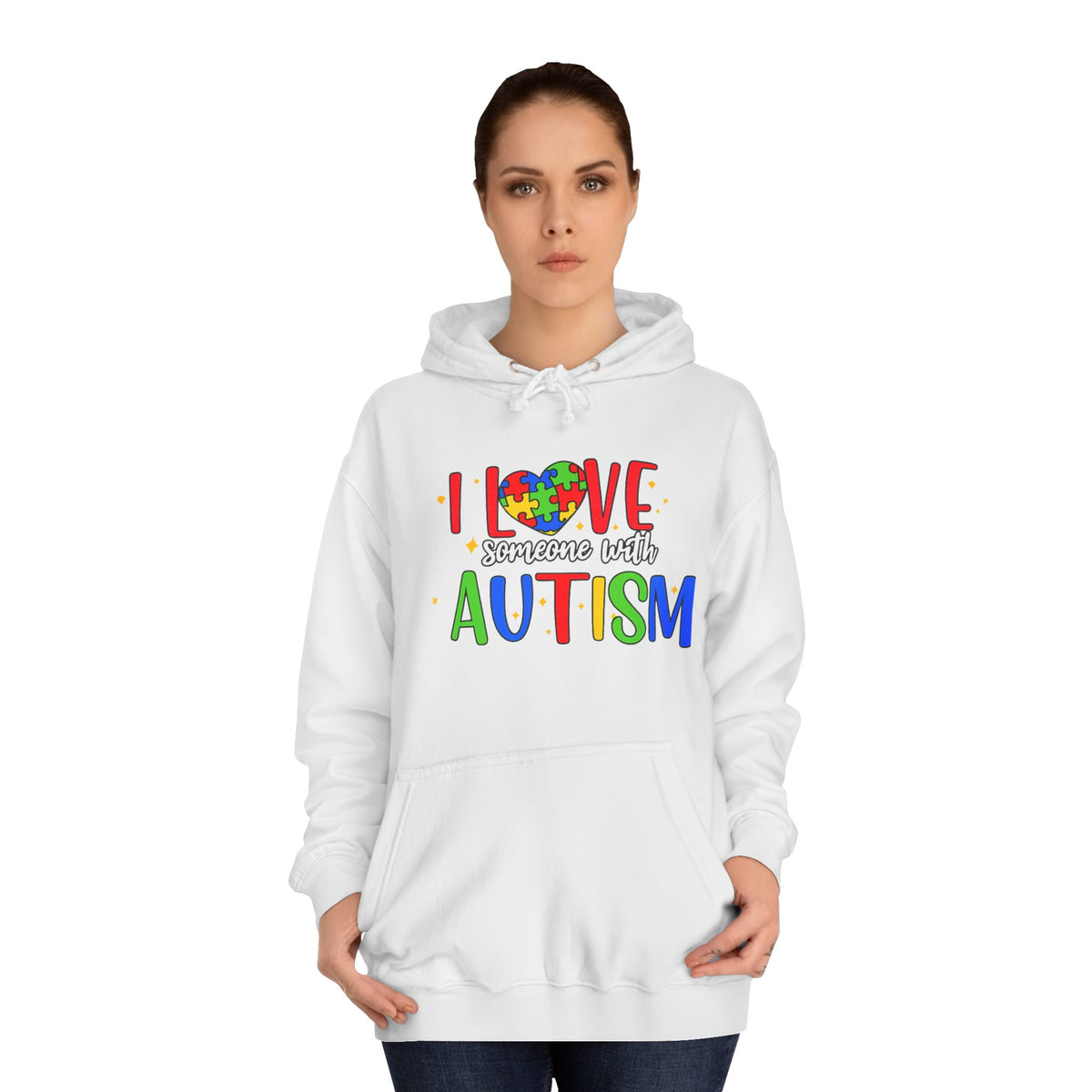 Autism Awareness Hoodie - "I Love Someone With Autism" Colorful Puzzle Heart Sweatshirt