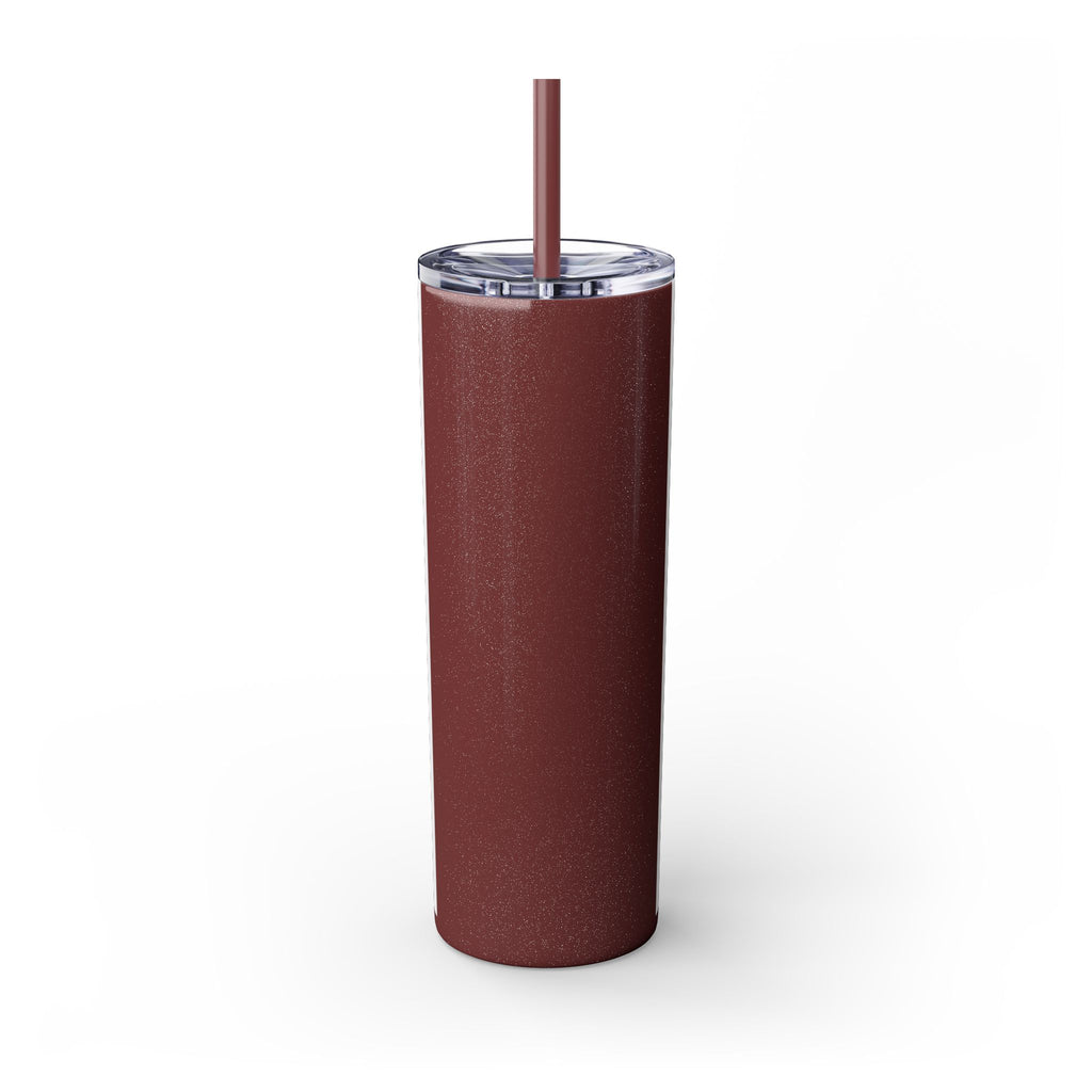 Skinny Tumbler - "Self Made" Afrocentric Woman Wine Glass Design, 20oz Straw Tumbler